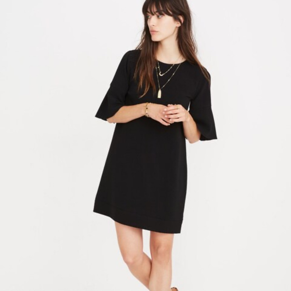 Black Flutter Sleeve Mini Dress